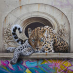 Toile originale « Baikal-bd » – peinture animalière street art par Dave Baranes