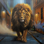 Toile originale « Kfirbd » – peinture animalière street art par Dave Baranes