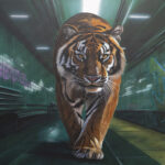Toile originale « Rebe-k-bd » – peinture animalière street art par Dave Baranes