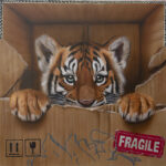 Toile originale « Tiger bb-bd » – peinture animalière street art par Dave Baranes
