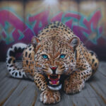 Toile originale « come2 » – peinture animalière street art par Dave Baranes