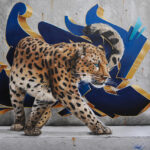 Toile originale « feline-bd » – peinture animalière street art par Dave Baranes