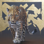 Toile originale « gold leafs-bd » – peinture animalière street art par Dave Baranes