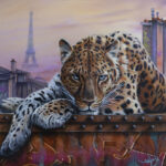 Toile originale « love in paris bd » – peinture animalière street art par Dave Baranes
