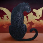 Toile originale « panther_upload » – peinture animalière street art par Dave Baranes