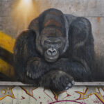 Toile originale « seul-bd » – peinture animalière street art par Dave Baranes